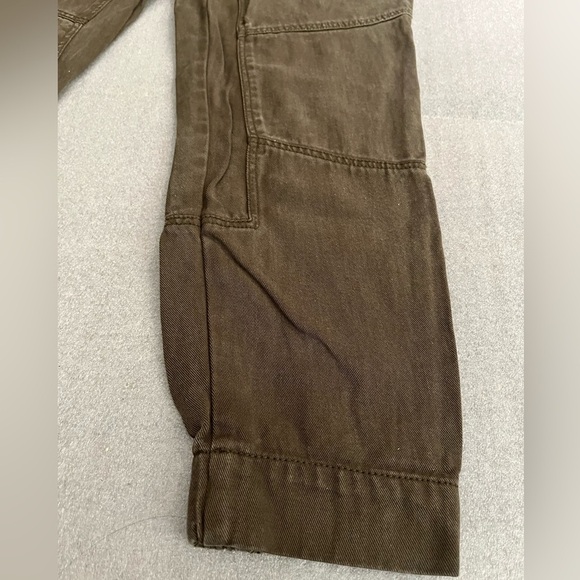 [US6]Zara Z1975 Denim Brown Military Joggers Zip Fly Lycell 23” Inseam Ankle - Picture 2 of 10